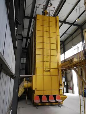 Harga bagus Pengering biji-bijian tipe batch kontrol otomatis dengan Husk Burner 15 ton kapasitas on line